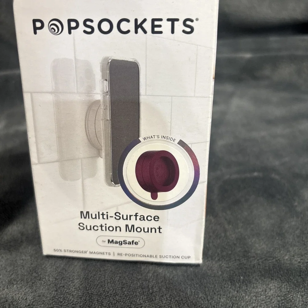 NEW PopSockets Magnetic Suction Phone Mount w/‎ MagSafe -Metallic Red Wine